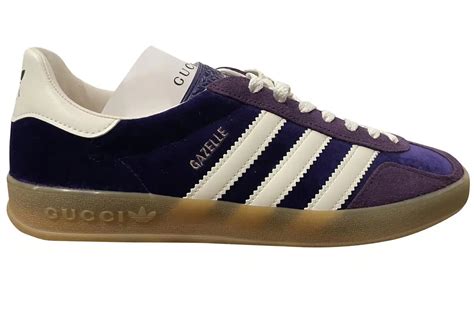 adidas x gucci gazelle purple velvet|Adidas X Gucci logo.